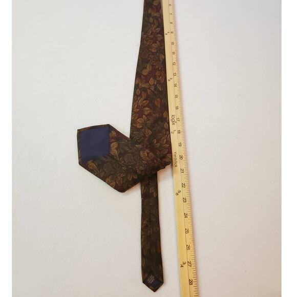 Vintage Woodward Men's 57 X 3 3/4 Burgundy Leaves Design Tie - Picture 2 of 6